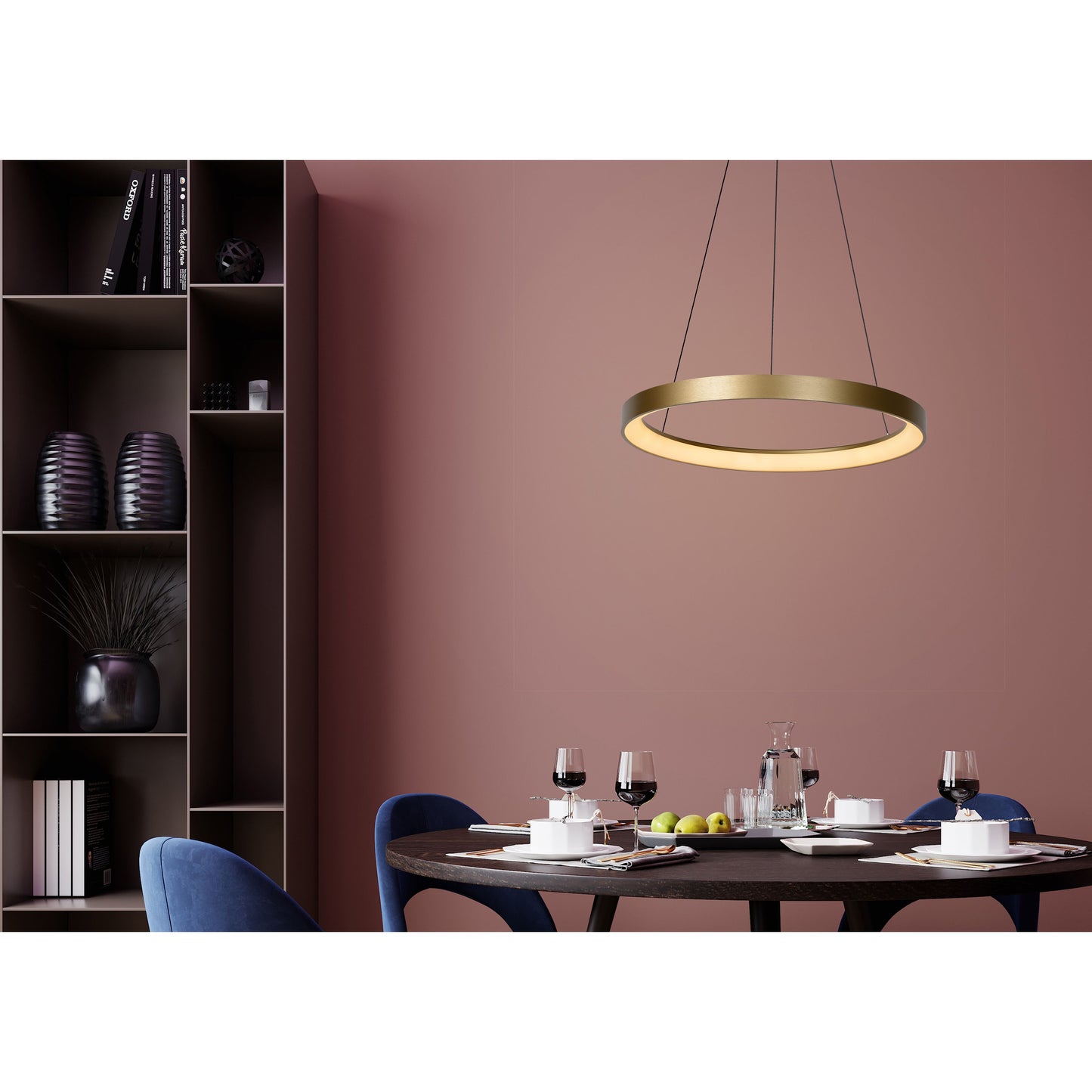 Lucide VIDAL - Pendant light - Ø 58 cm - LED Dim. - 1x48W 2700K - Matt Gold / Brass