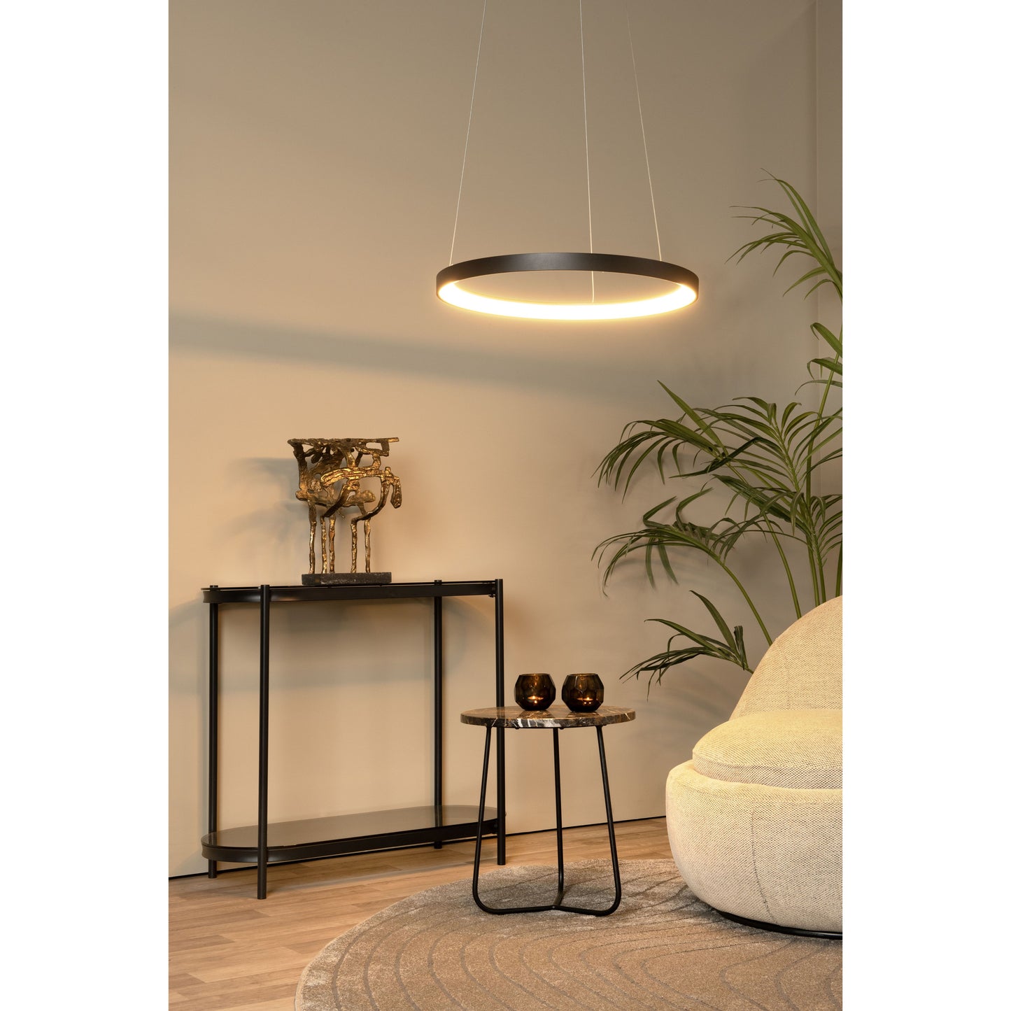 Lucide VIDAL - Pendant light - Ø 58 cm - LED Dim. - 1x48W 2700K - Black