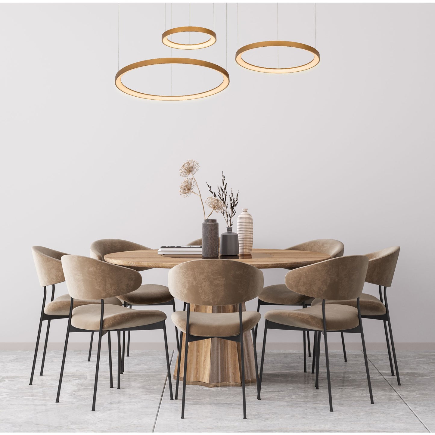 Lucide VIDAL - Pendant light - Ø 78 cm - LED Dim. - 1x120W 2700K - Matt Gold / Brass