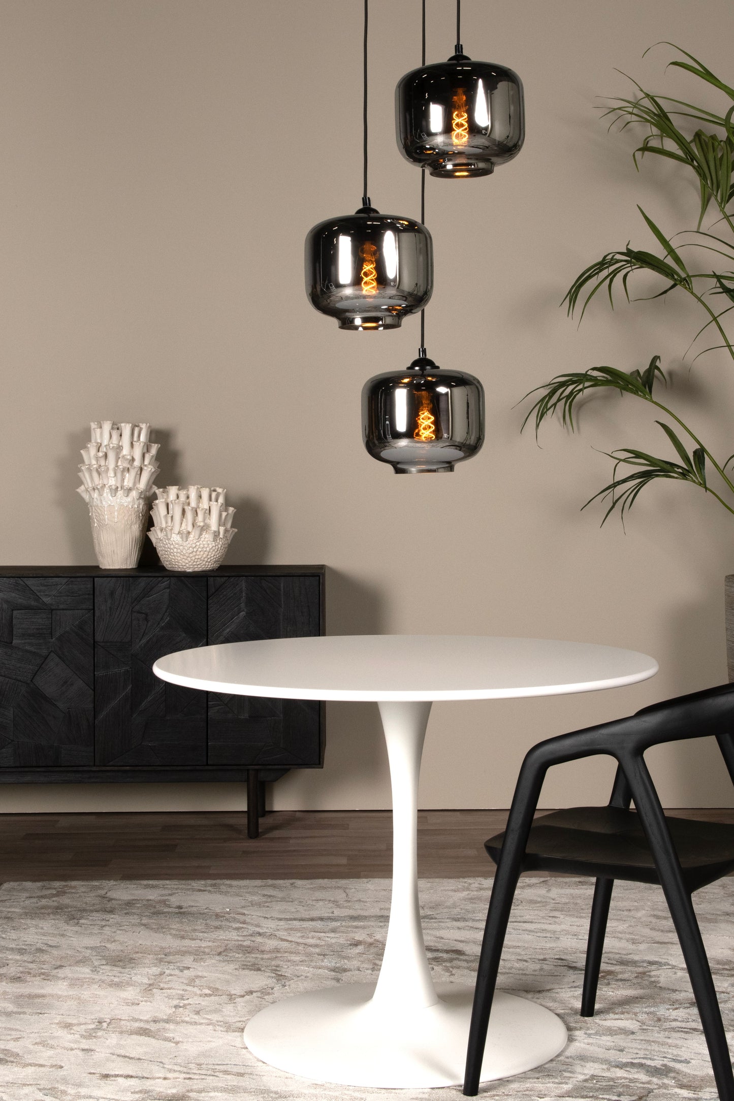 Lucide MEDINE - Pendant light - Ø 46 cm - 3xE27 - Smoke Grey