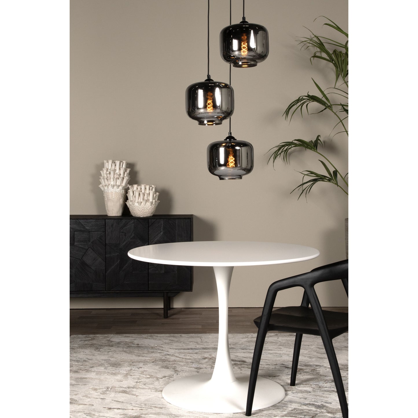 Lucide MEDINE - Pendant light - Ø 46 cm - 3xE27 - Smoke Grey