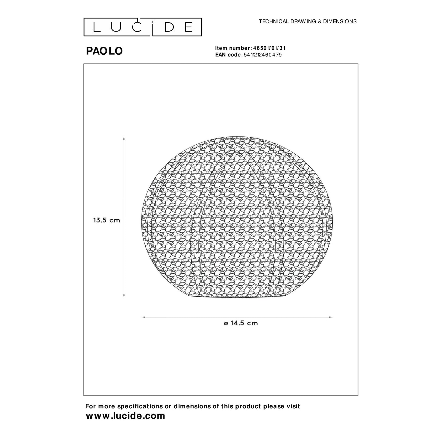 Lucide PAOLO - Table lamp - Ø 14,5 cm - 1xG9 - White