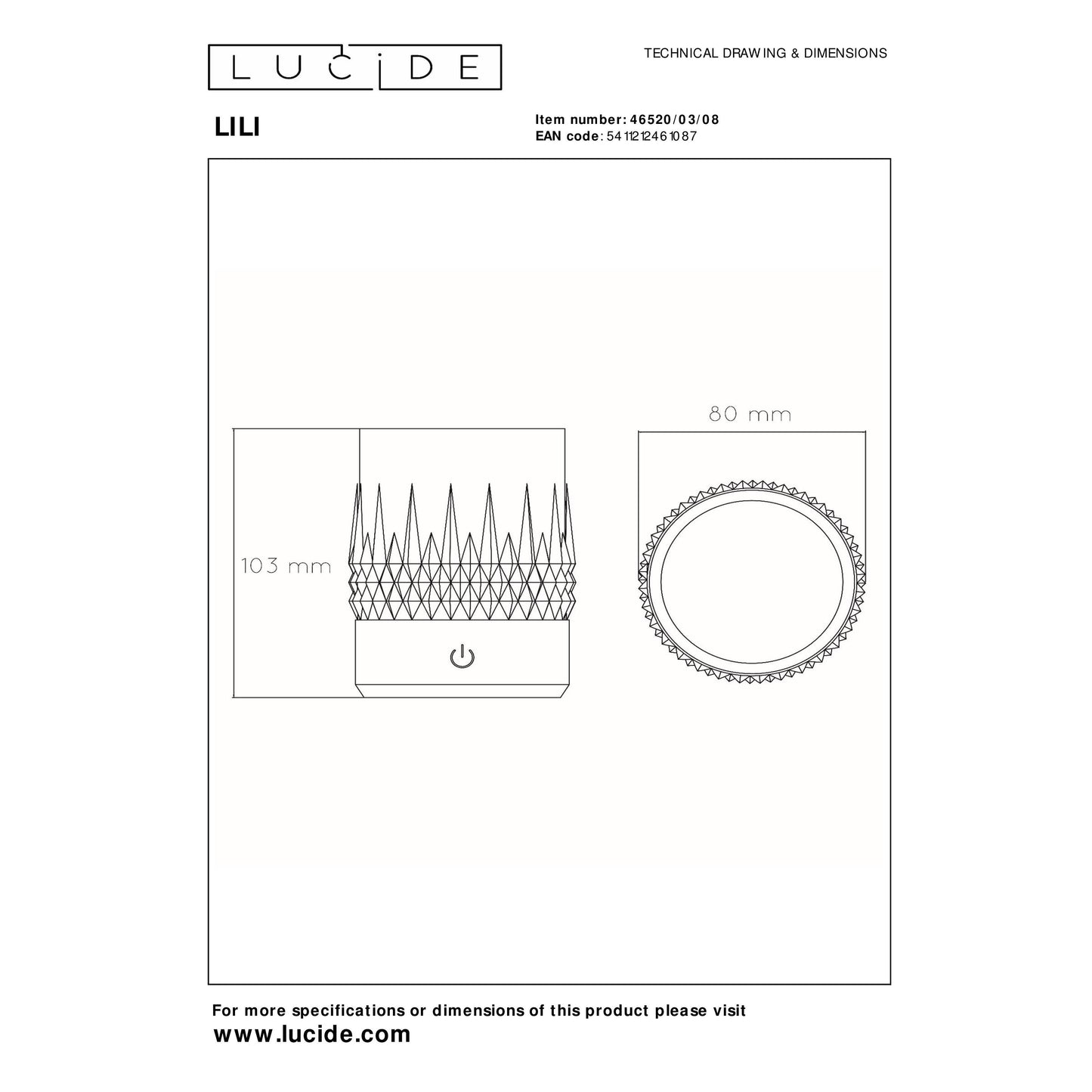 Lucide LILI - Rechargeable Table lamp - Battery pack/batteries - Ø 8 cm - LED Dim. - 1x3W 2700K/3000K - Gun Metal - Set of 3