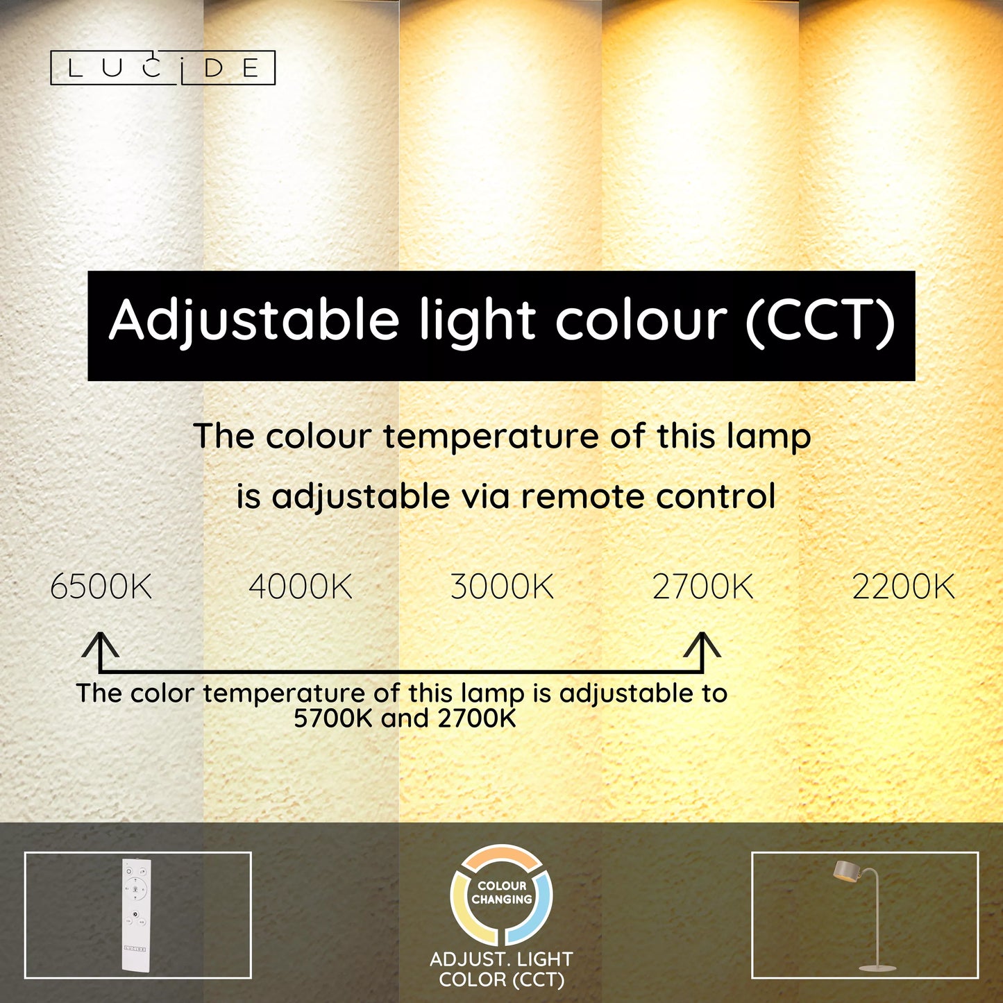 Lucide JOLAN - Rechargeable Desk lamp/Clamp lamp/Wall lamp - Battery pack - LED Dim to warm - 1x3,5W 2700K/5700K - Taupe