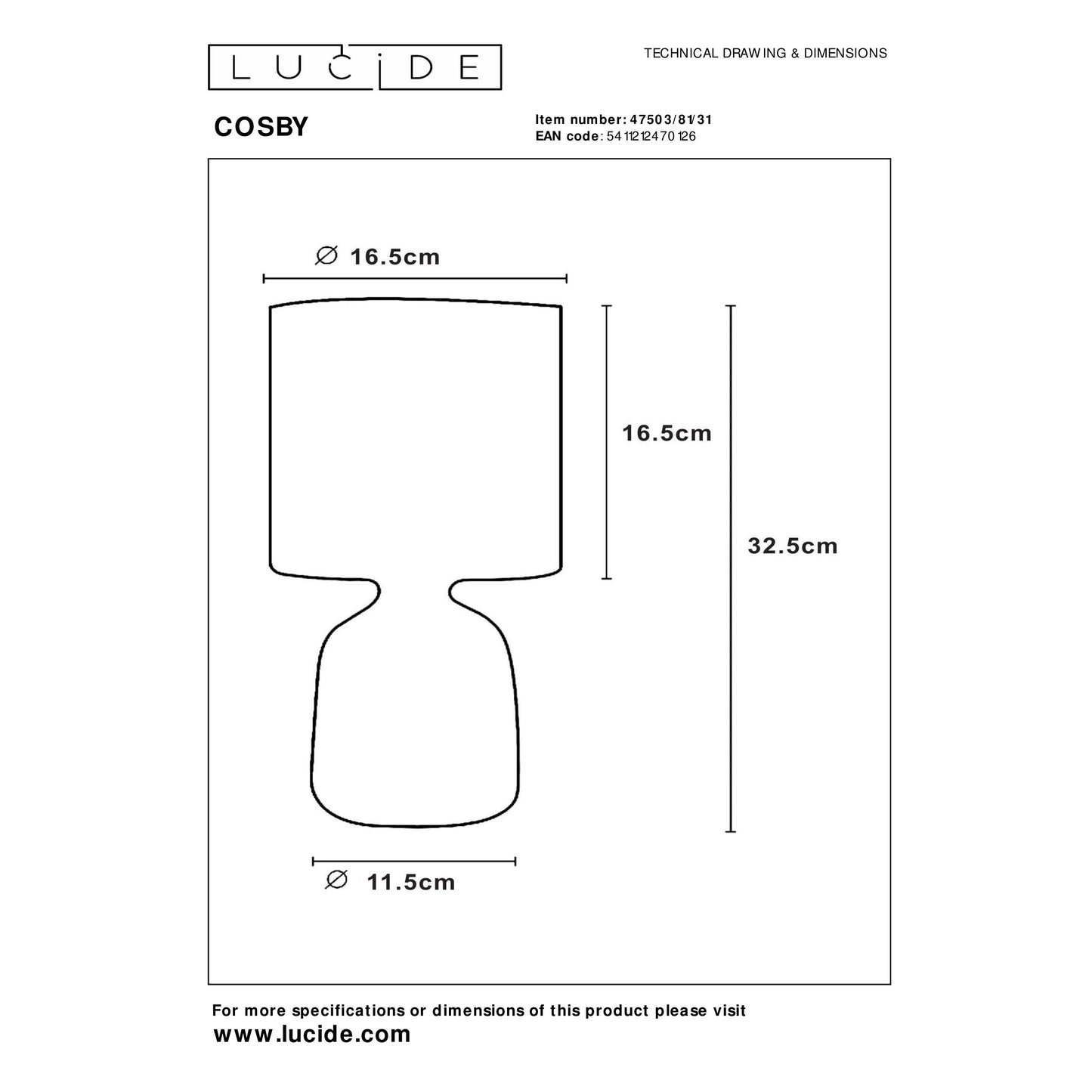 Lucide COSBY - Table lamp - Ø 16,5 cm - 1xE14 - White