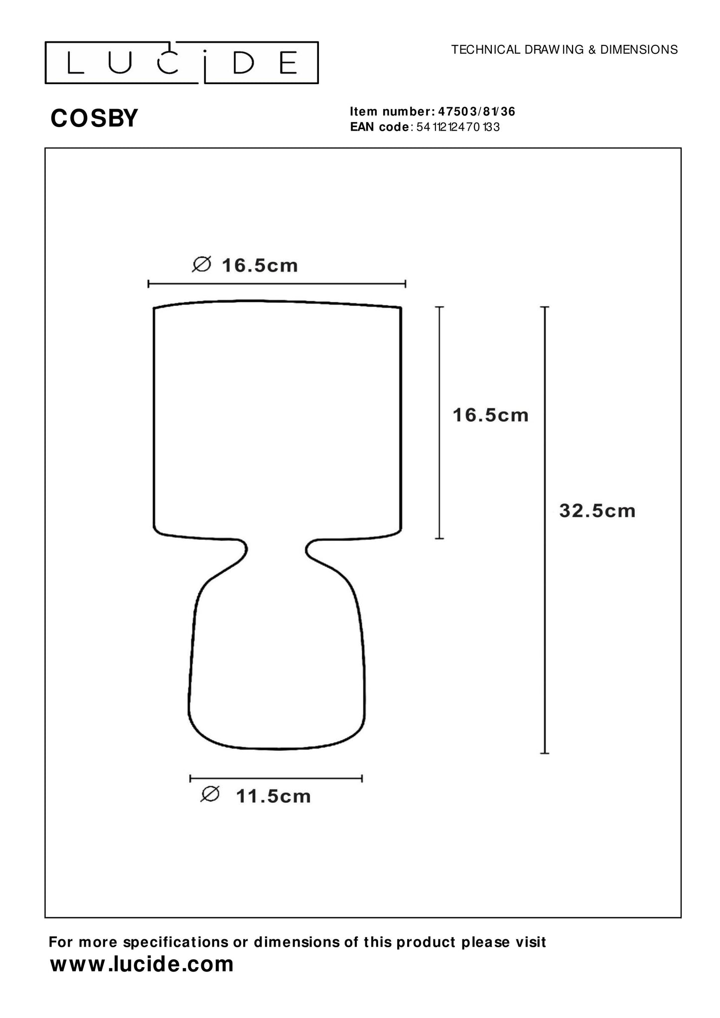 Lucide COSBY - Table lamp - Ø 16,5 cm - 1xE14 - Grey