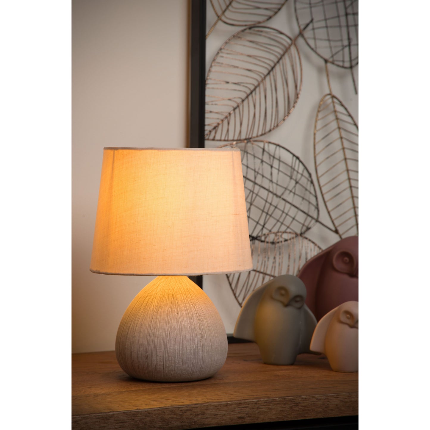 Lucide RAMZI - Table lamp - Ø 18 cm - 1xE14 - Cream