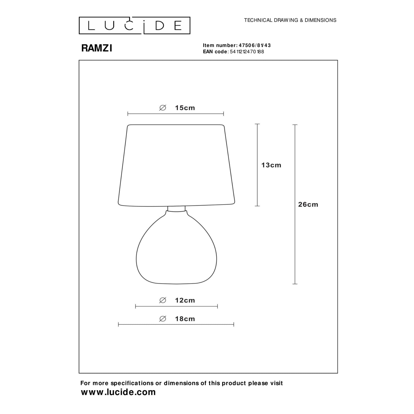 Lucide RAMZI - Table lamp - Ø 18 cm - 1xE14 - Brown