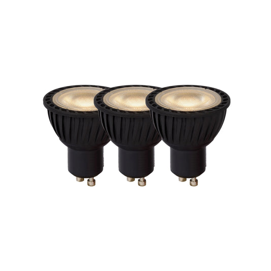 Lucide MR16 - Led bulb - Ø 5 cm - LED Dim. - GU10 - 3x5W 3000K - Black - Set of 3