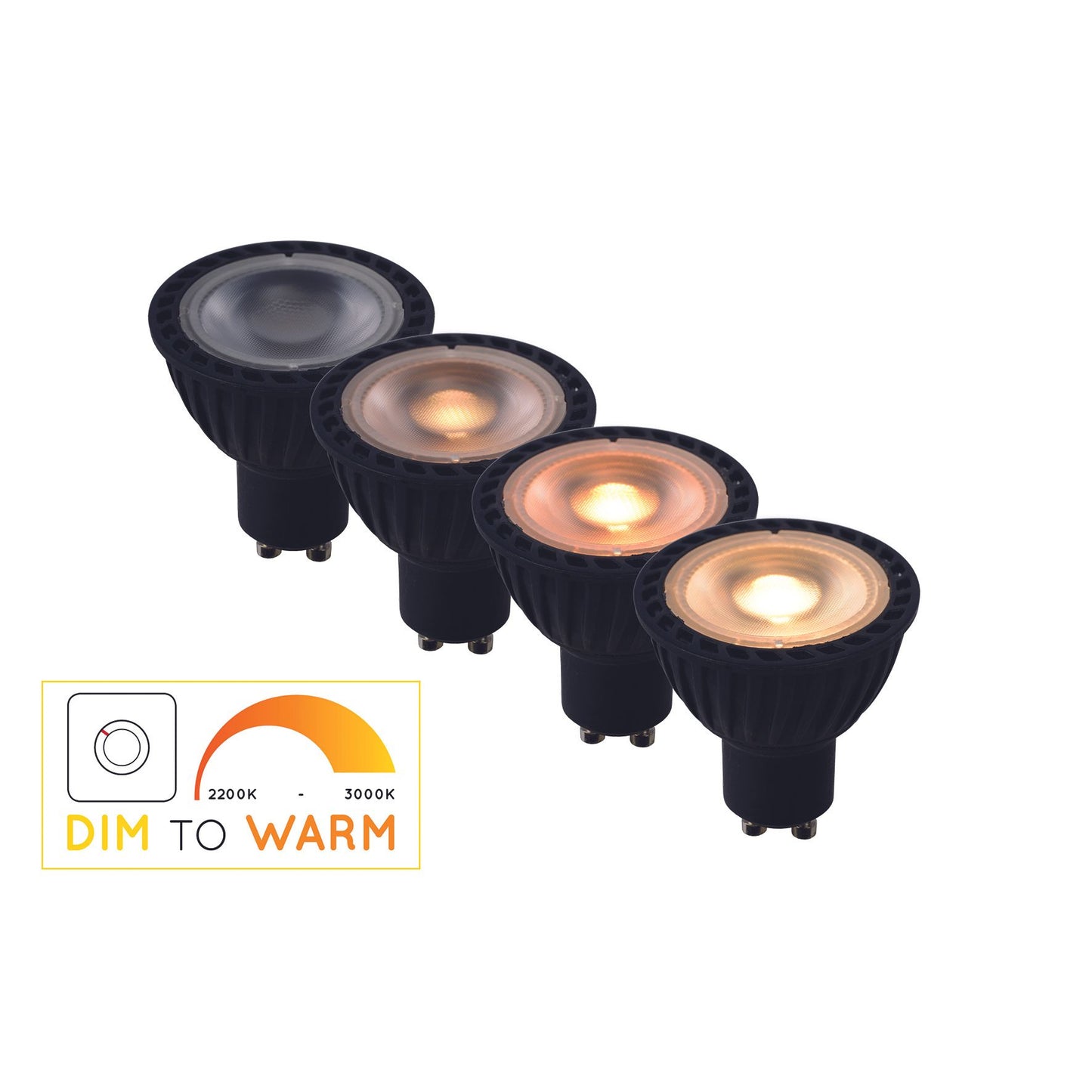 Lucide MR16 - Led bulb - Ø 5 cm - LED Dim to warm - GU10 - 1x5W 2200K/3000K - Black