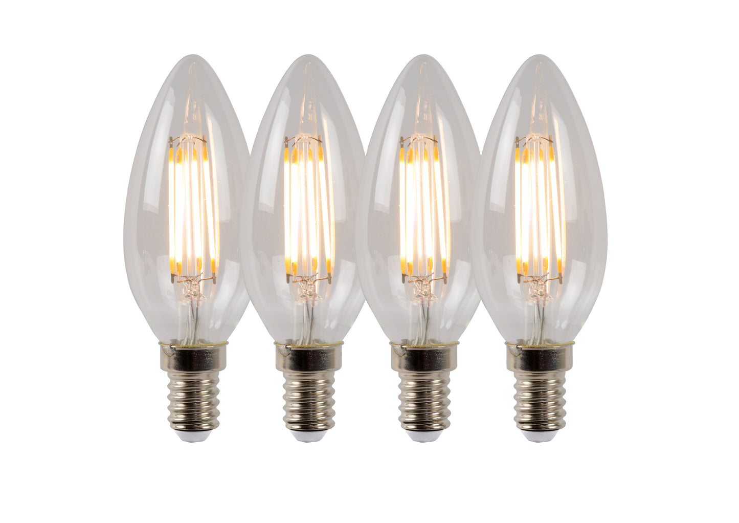 Lucide C35 - Filament bulb - Ø 3,5 cm - LED Dim. - E14 - 4x4W 2700K - Transparant - Set of 4