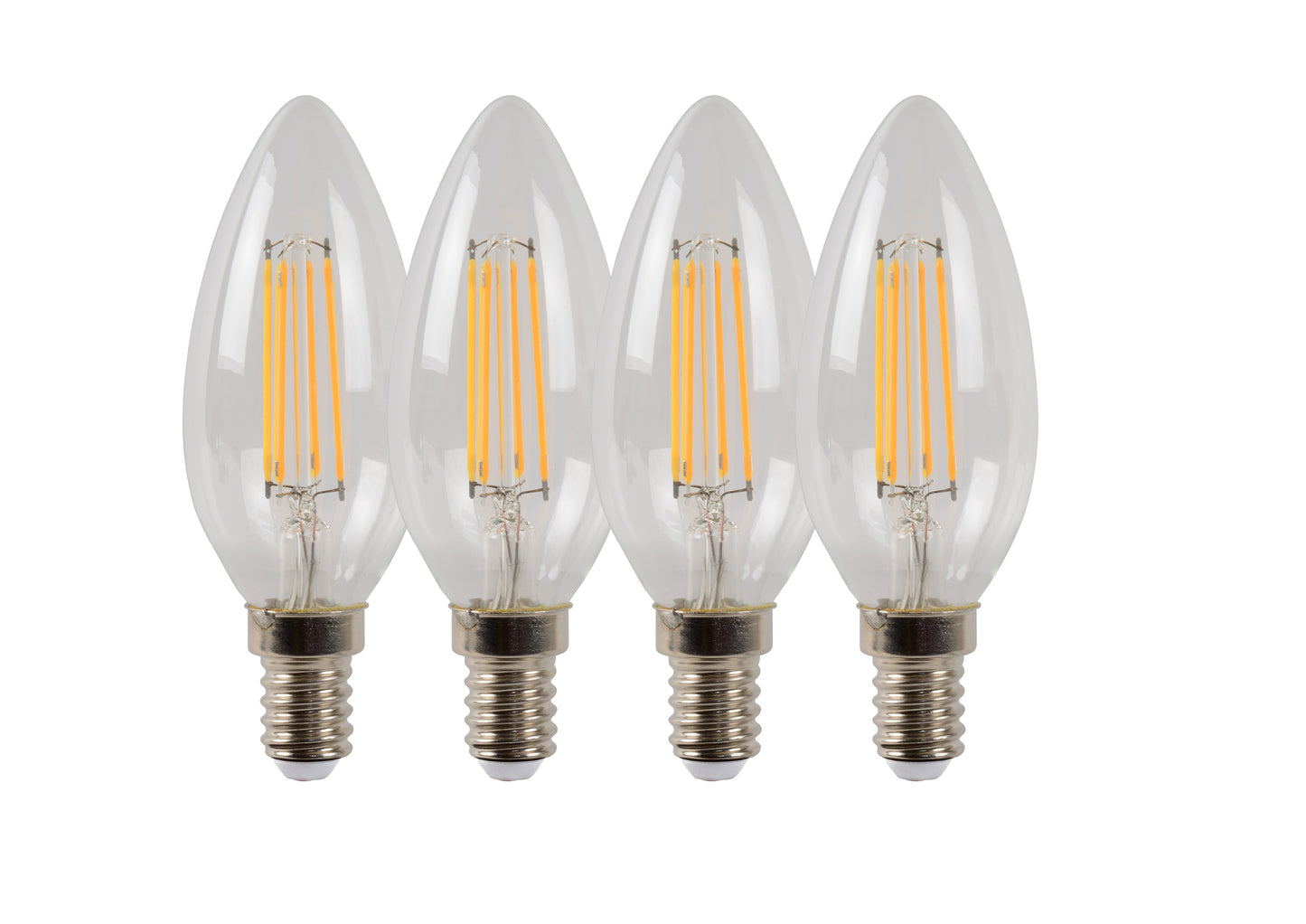 Lucide C35 - Filament bulb - Ø 3,5 cm - LED Dim. - E14 - 4x4W 2700K - Transparant - Set of 4