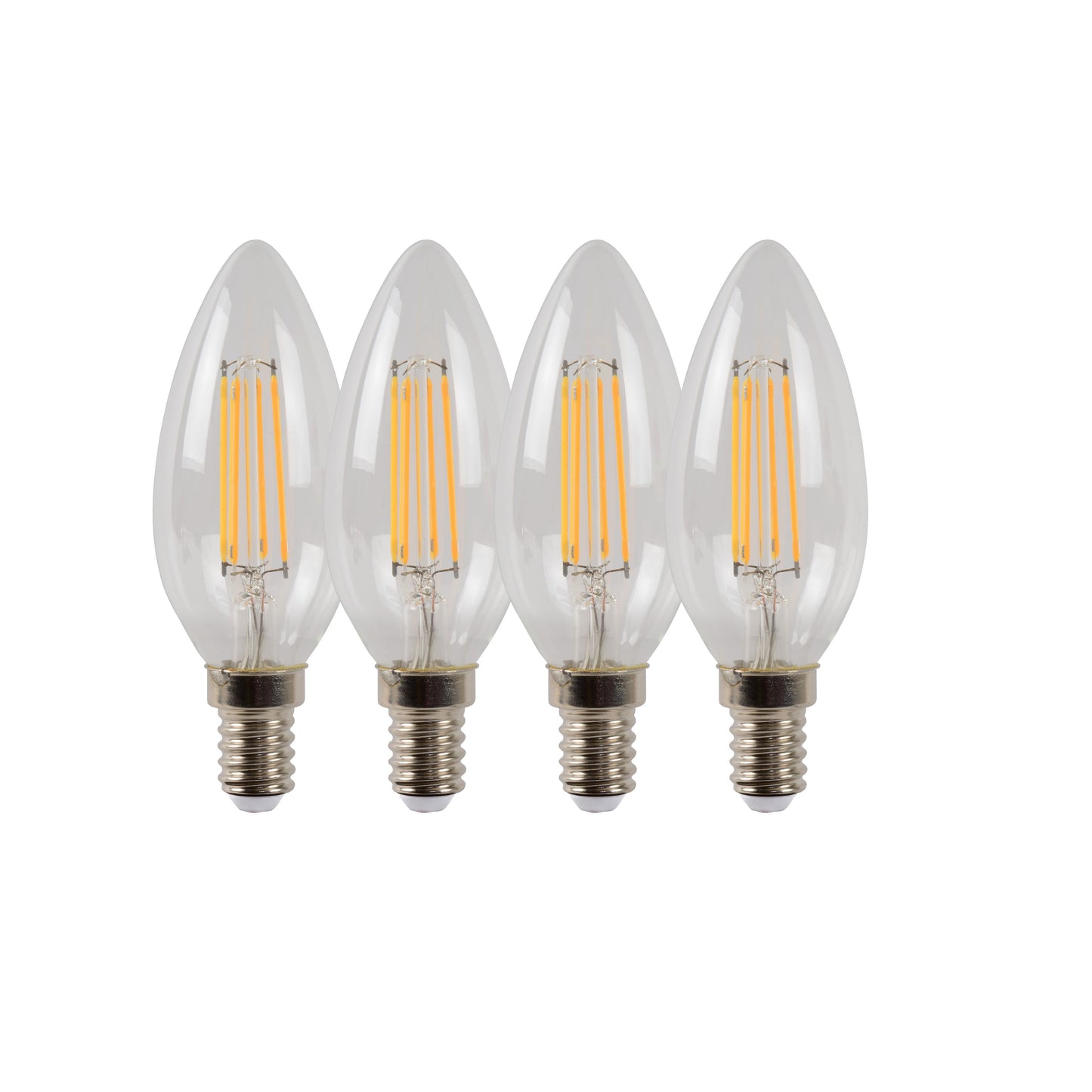 Lucide C35 - Filament bulb - Ø 3,5 cm - LED Dim. - E14 - 4x4W 2700K - Transparant - Set of 4