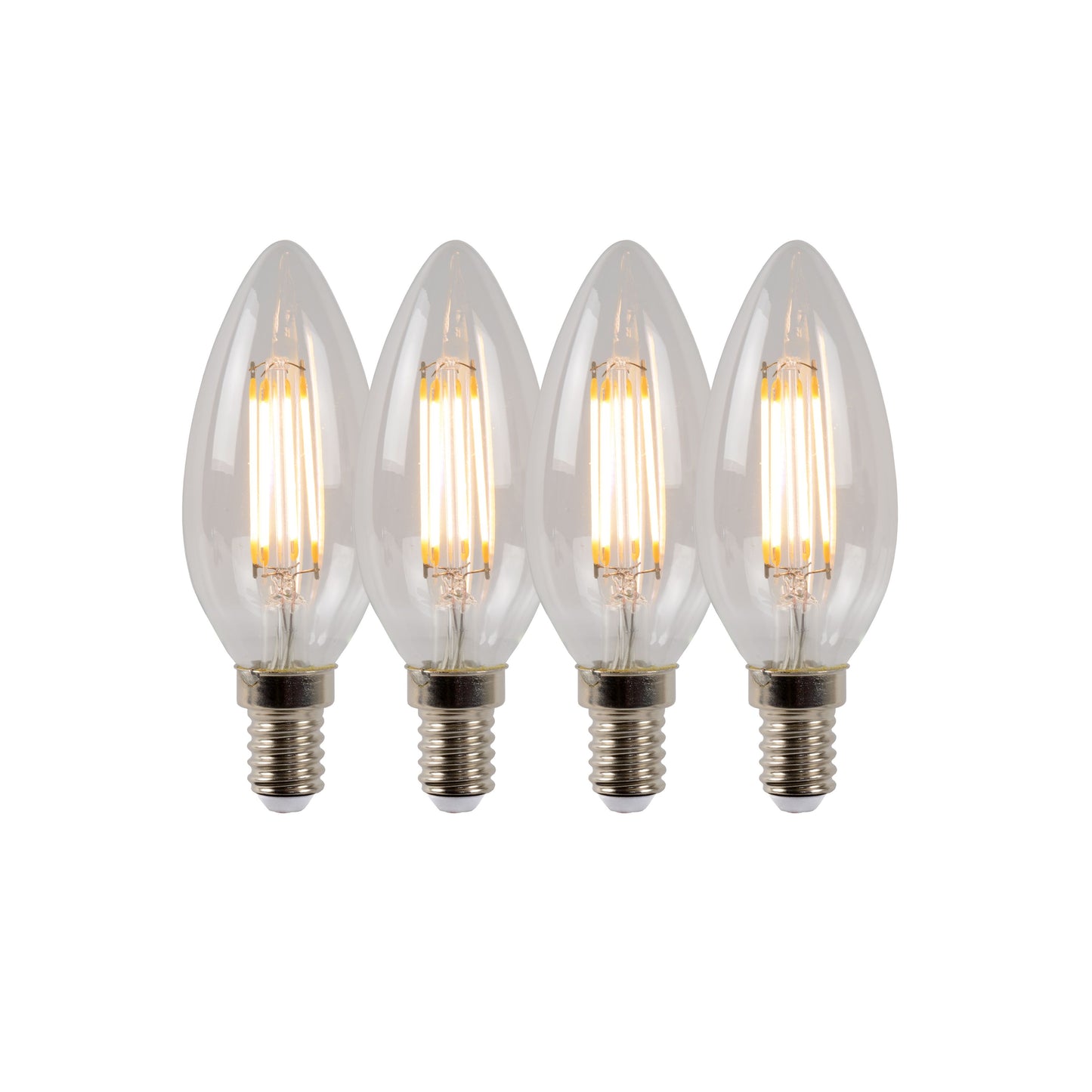 Lucide C35 - Filament bulb - Ø 3,5 cm - LED Dim. - E14 - 4x4W 2700K - Transparant - Set of 4