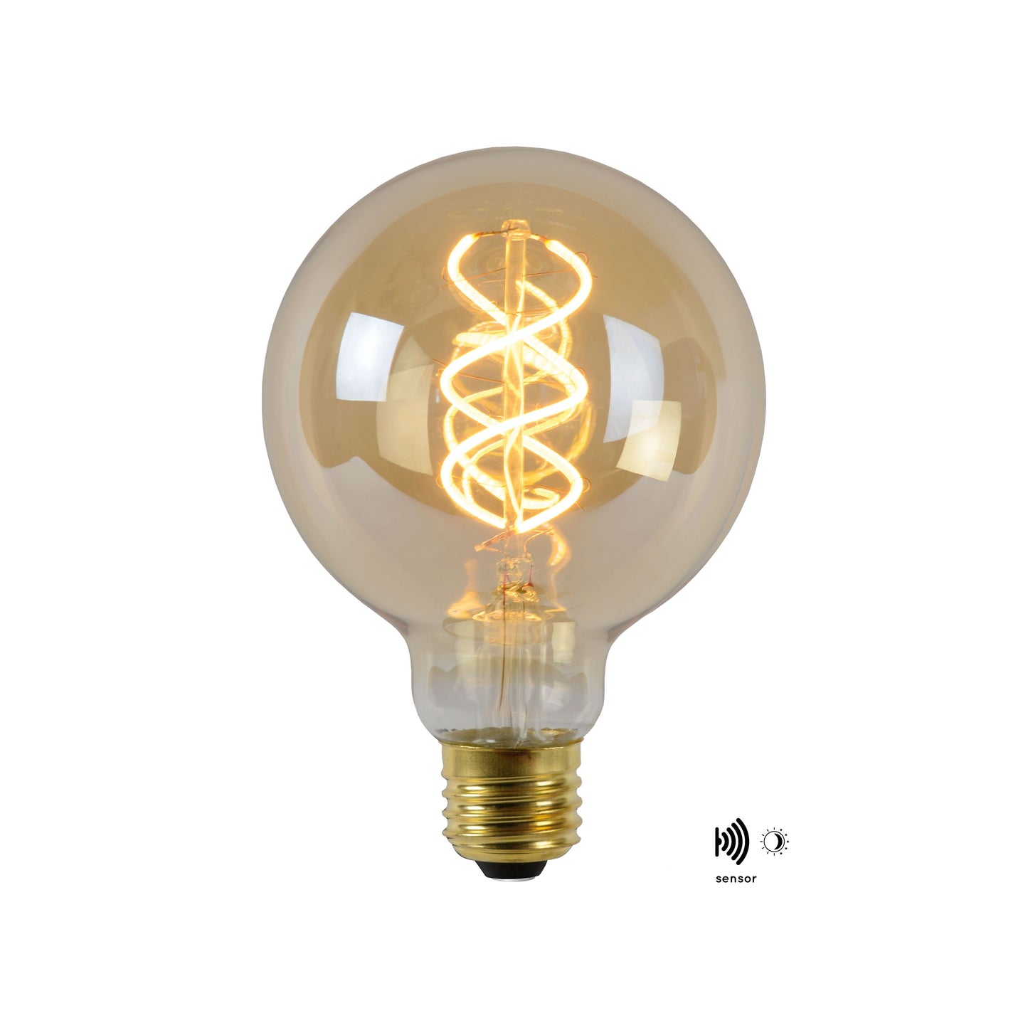 Lucide G95 TWILIGHT SENSOR - Filament bulb - Ø 9,5 cm - LED - E27 - 1x4W 2200K - Day/Night Sensor - Amber