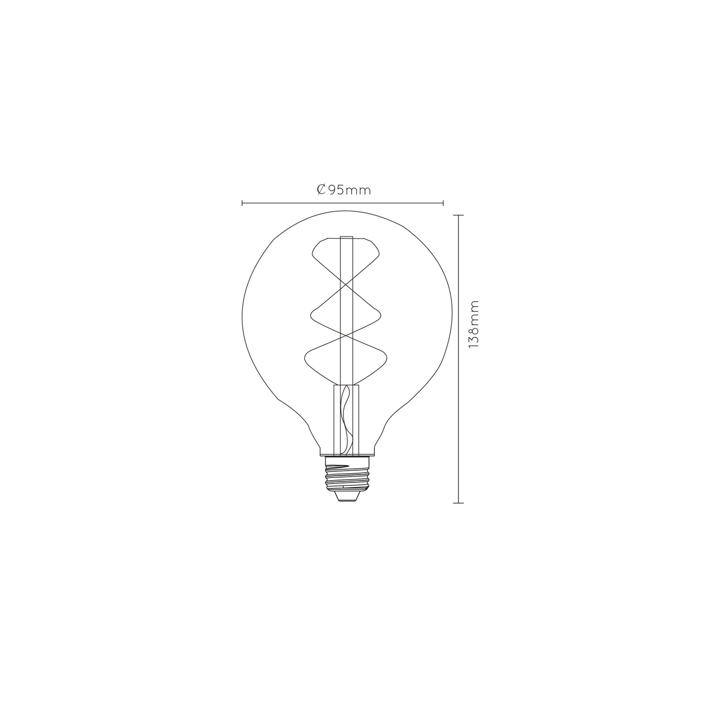 Lucide G95 - Filament bulb - Ø 9,5 cm - LED Dim. - E27 - 1x4,9W 2200K - Amber