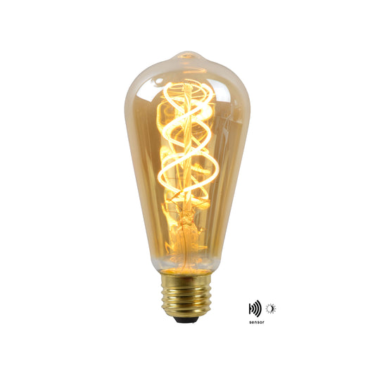 Lucide ST64 TWILIGHT SENSOR - Filament bulb - Ø 6,4 cm - LED - E27 - 1x4W 2200K - Day/Night Sensor - Amber