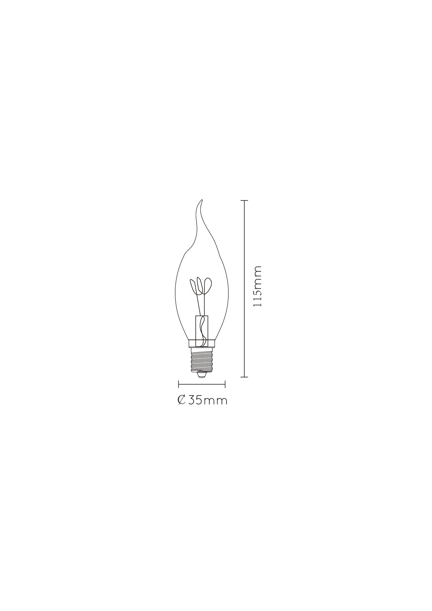 Lucide CT35 - Filament bulb - Ø 3,5 cm - LED Dim. - E14 - 1x3W 2200K - Amber