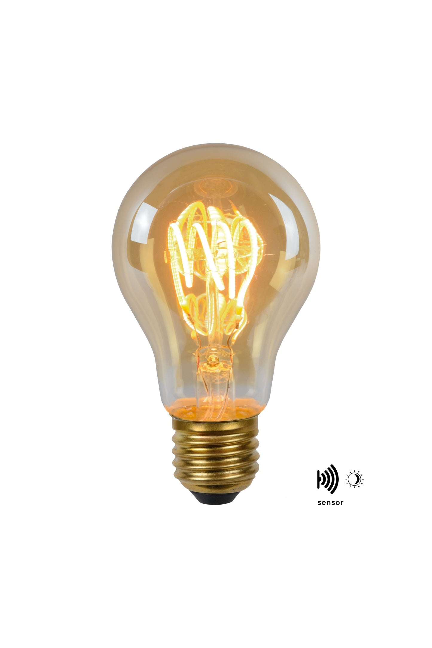 Lucide A60 TWILIGHT SENSOR - Filament bulb - Ø 6 cm - LED - E27 - 1x4W 2200K - Day/Night Sensor - Amber