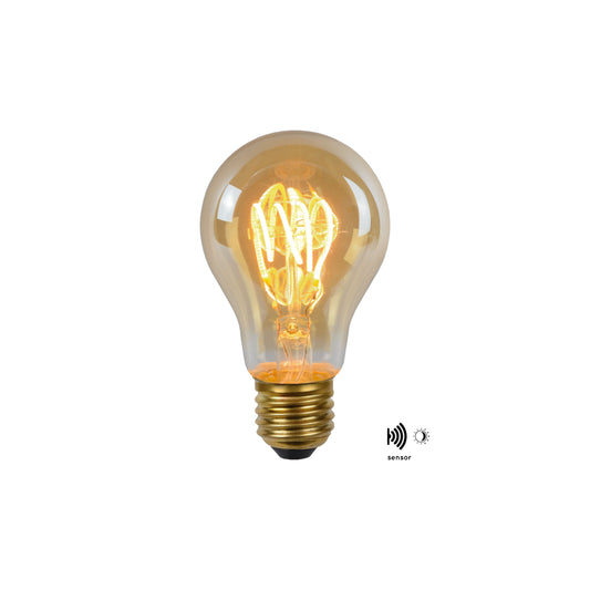 Lucide A60 TWILIGHT SENSOR - Filament bulb - Ø 6 cm - LED - E27 - 1x4W 2200K - Day/Night Sensor - Amber