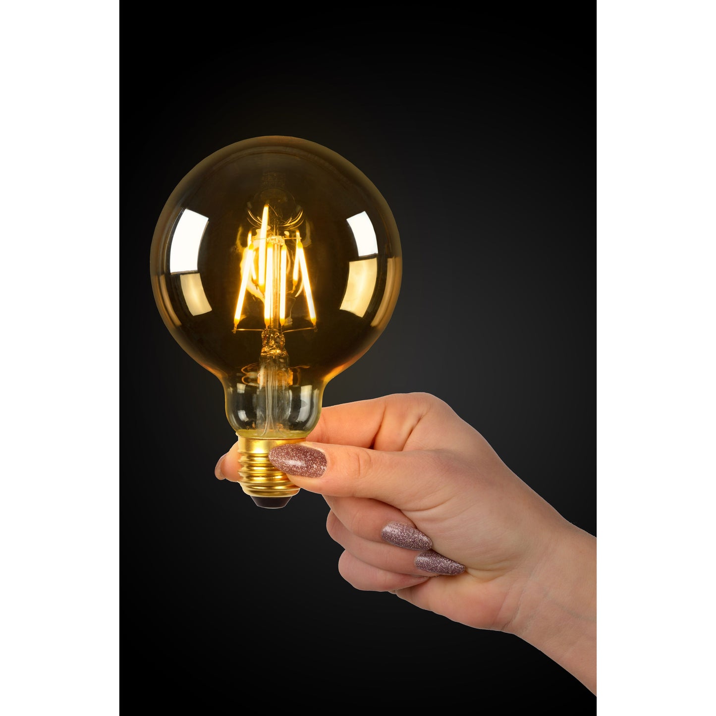 Lucide G95 - Filament bulb - Ø 9,5 cm - LED Dim. - E27 - 1x5W 2700K - Amber
