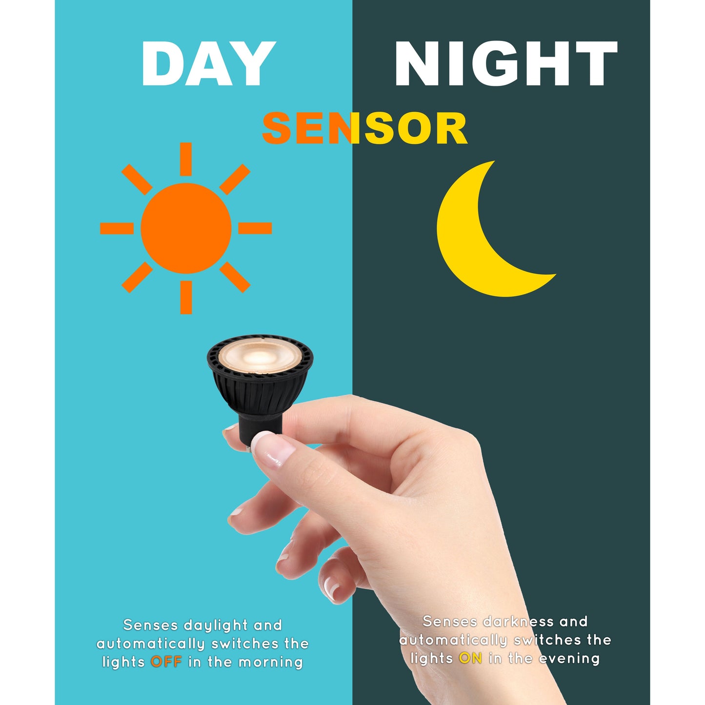 Lucide MR16 - Led bulb - Ø 5 cm - LED - GU10 - 1x5W 2700K - Day/Night Sensor - Black