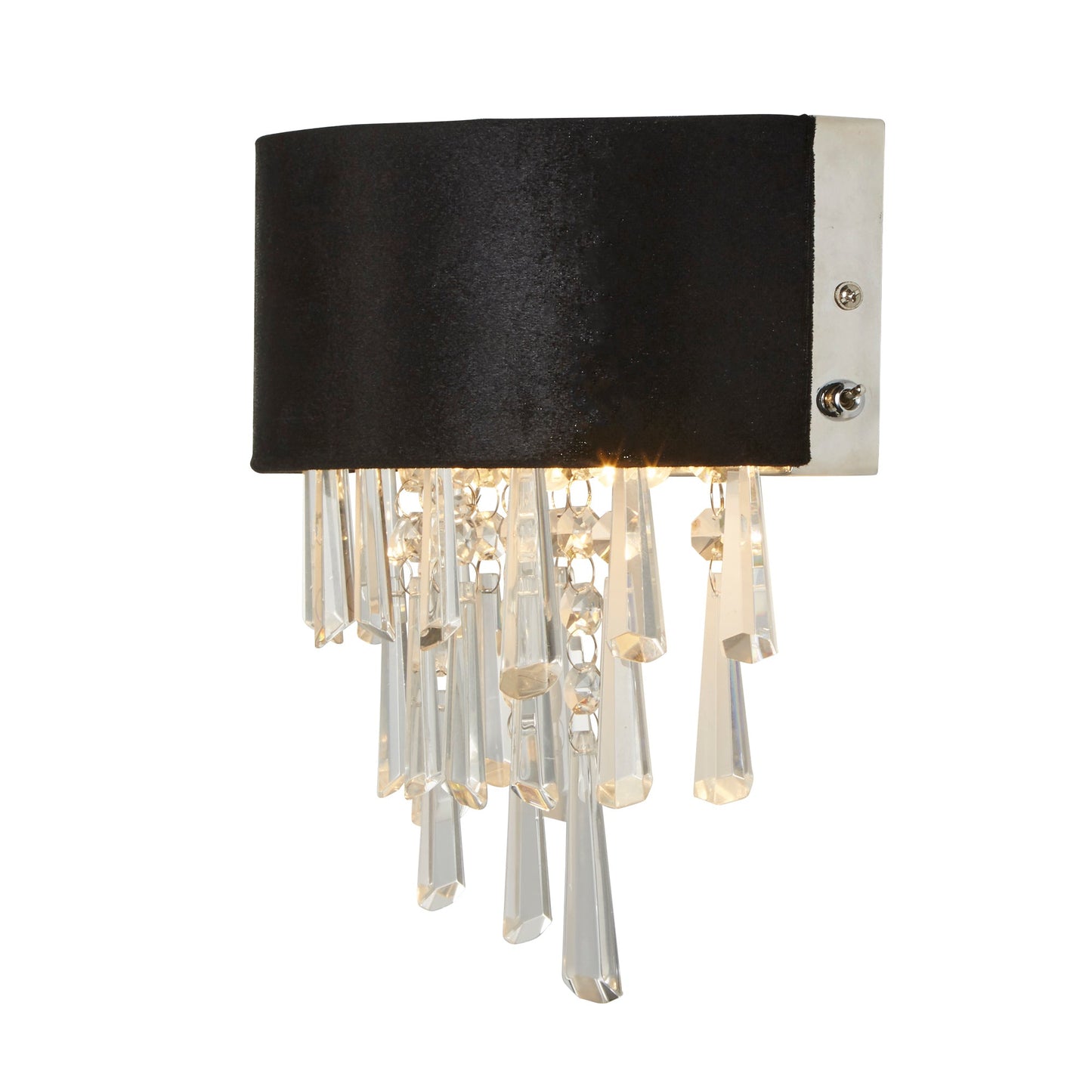 Glamour 2Lt Wall Light - Black Velvet & Clear Crystal