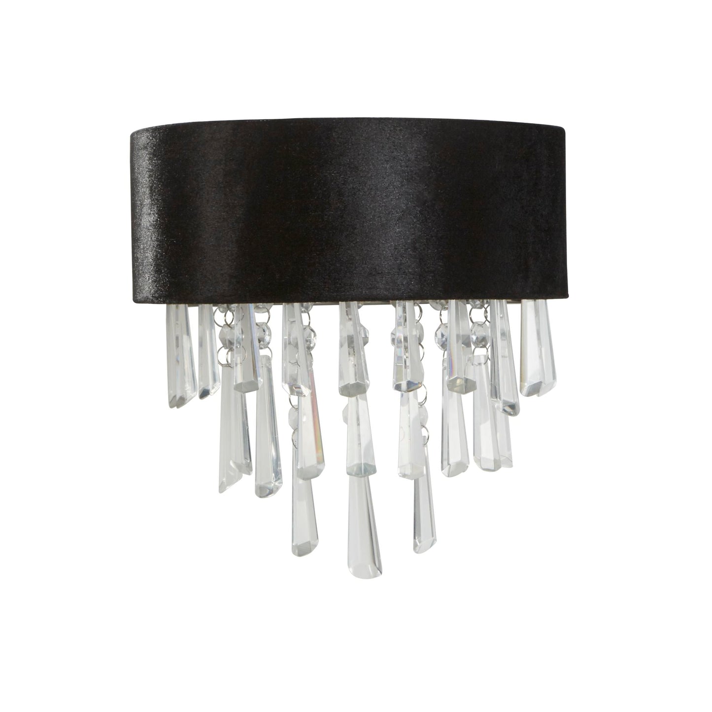 Glamour 2Lt Wall Light - Black Velvet & Clear Crystal