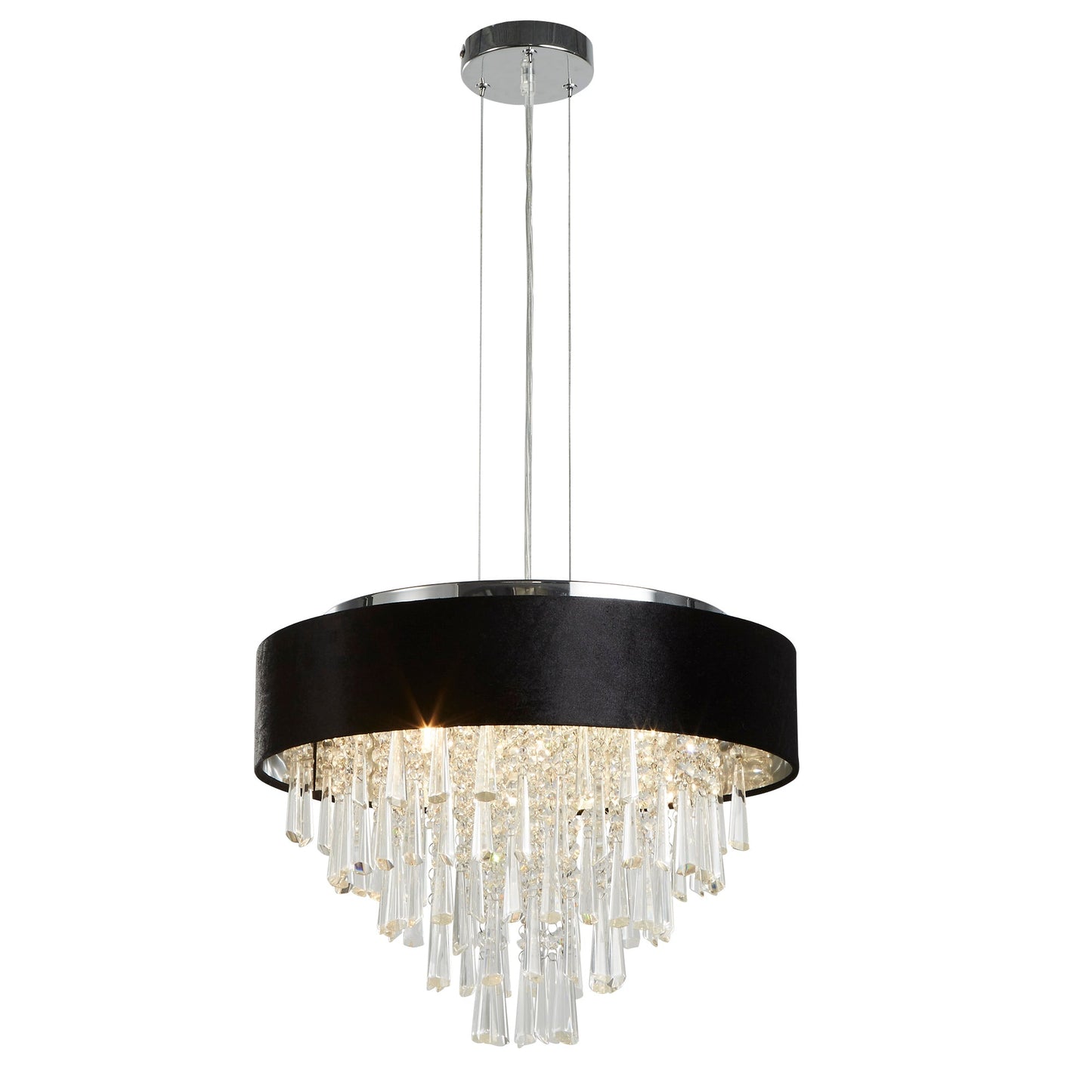 Glamour 5Lt Pendant/Semi-Flush- Black Velvet & Clear Crystal