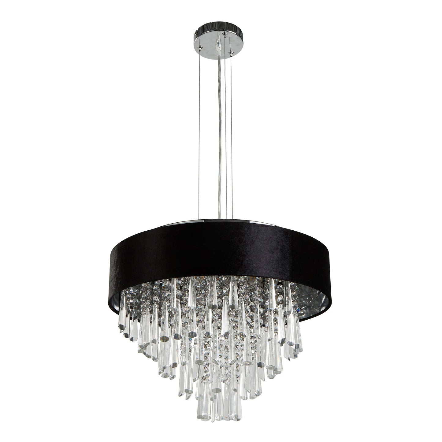 Glamour 5Lt Pendant/Semi-Flush- Black Velvet & Clear Crystal