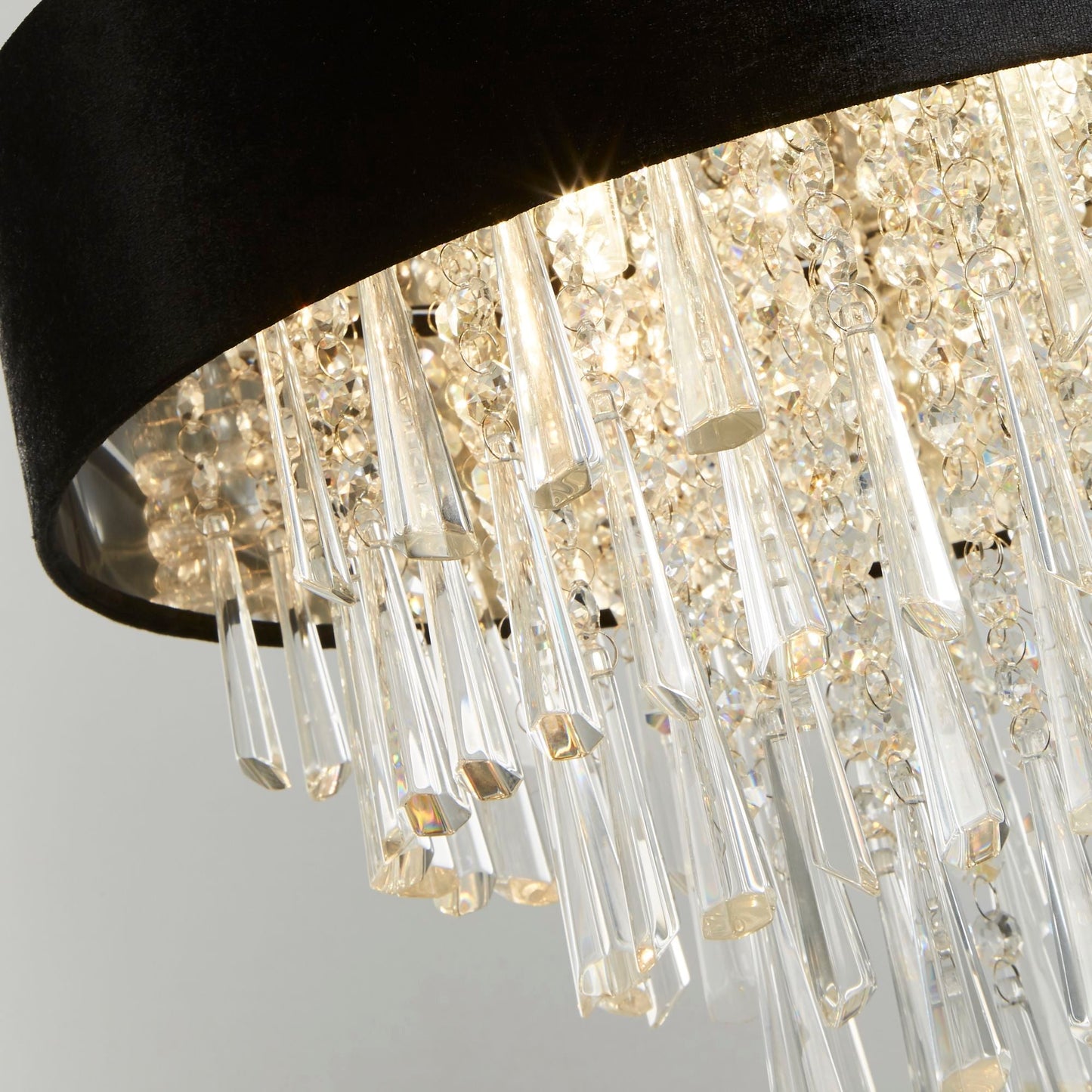 Glamour 5Lt Pendant/Semi-Flush- Black Velvet & Clear Crystal