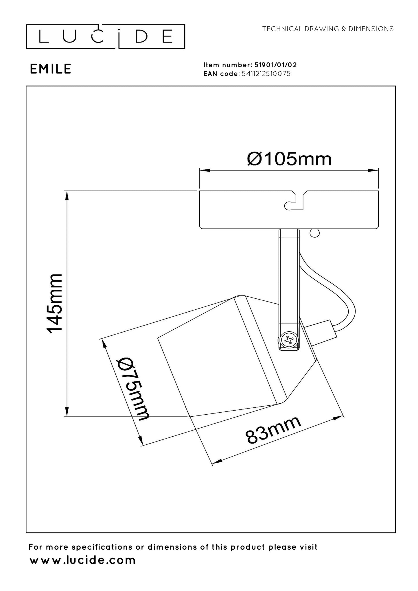 Lucide EMILE - Ceiling spotlight - Ø 10,5 cm - 1xGU10 - Matt Gold / Brass