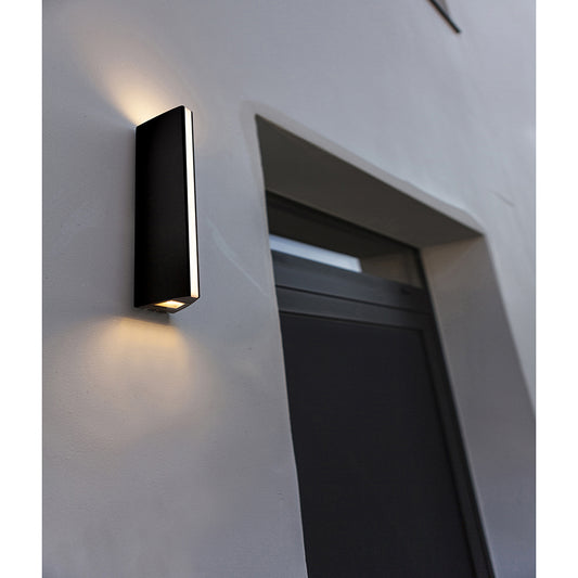 Leo LED Black Outdoor Modern Triangular Up & Down Wall Light