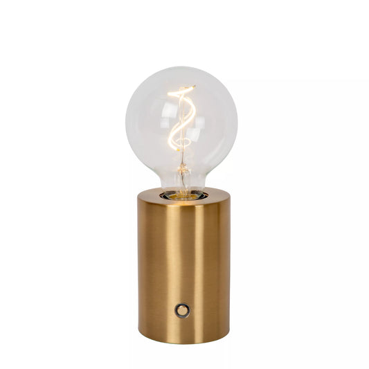 Lucide VIVO - Rechargeable Table lamp - Battery pack - Ø 8 cm - LED Dim. - E27 - 1x1W 2700K - Matt Gold / Brass