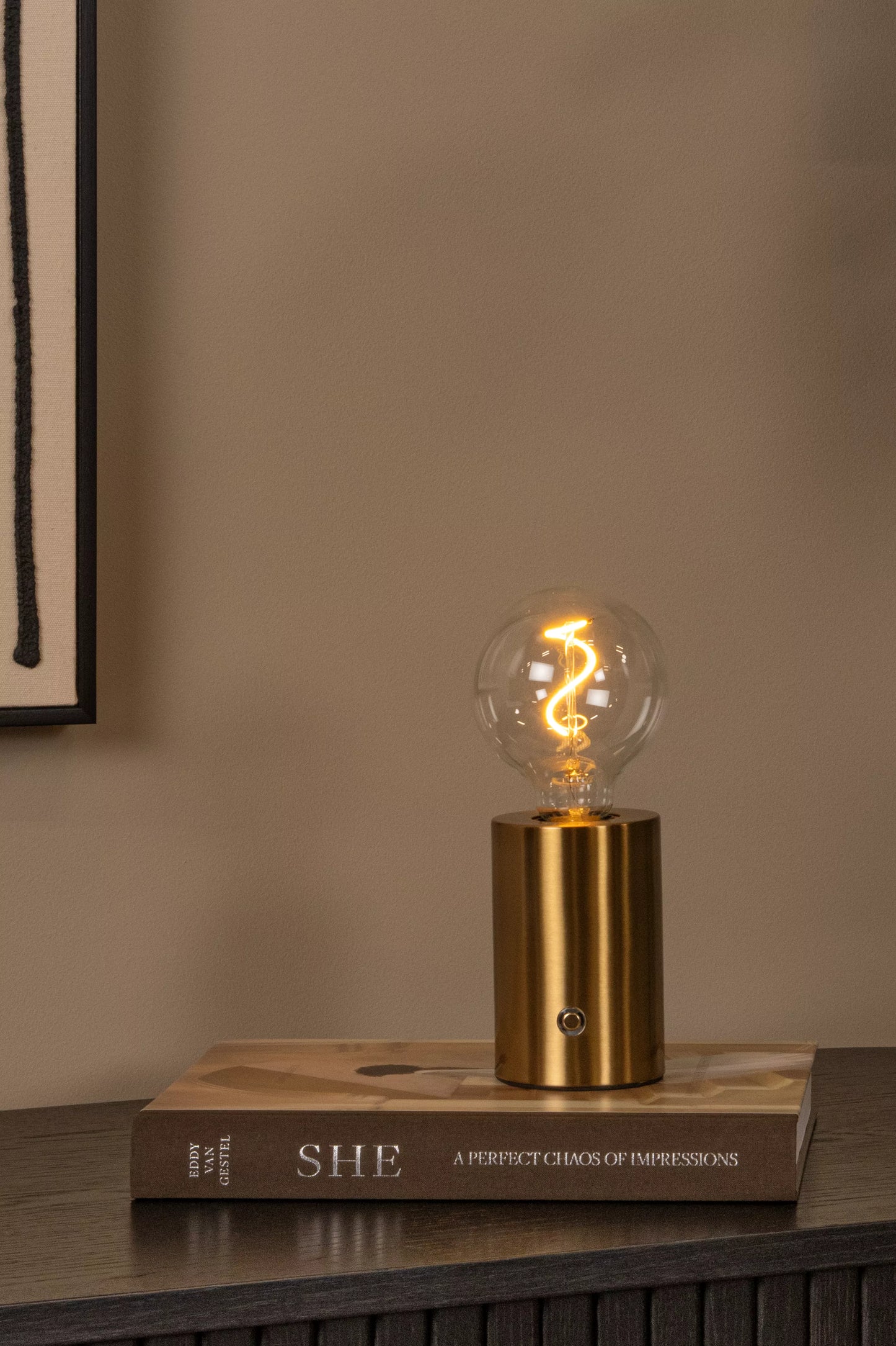 Lucide VIVO - Rechargeable Table lamp - Battery pack - Ø 8 cm - LED Dim. - E27 - 1x1W 2700K - Matt Gold / Brass