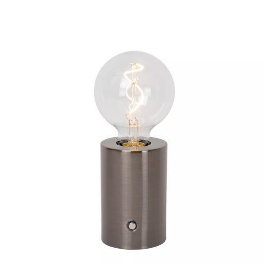 Lucide VIVO - Rechargeable Table lamp - Battery pack - Ø 8 cm - LED Dim. - E27 - 1x1W 2700K - Satin Gun Metal