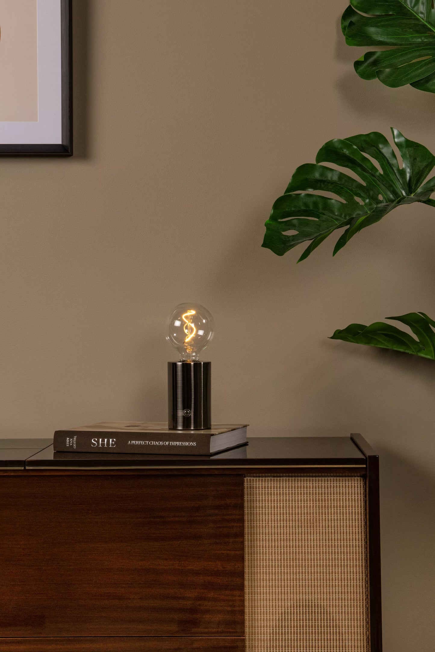 Lucide VIVO - Rechargeable Table lamp - Battery pack - Ø 8 cm - LED Dim. - E27 - 1x1W 2700K - Satin Gun Metal