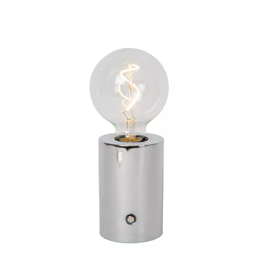 Lucide VIVO - Rechargeable Table lamp - Battery pack - Ø 8 cm - LED Dim. - E27 - 1x1W 2700K - Chrome