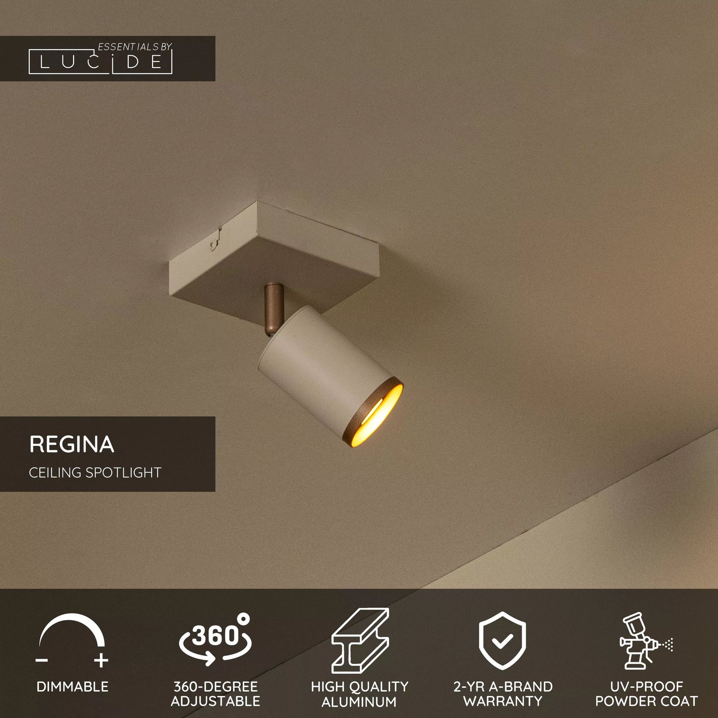 Lucide REGINA - Ceiling spotlight - 1xGU10 - Taupe | Essential