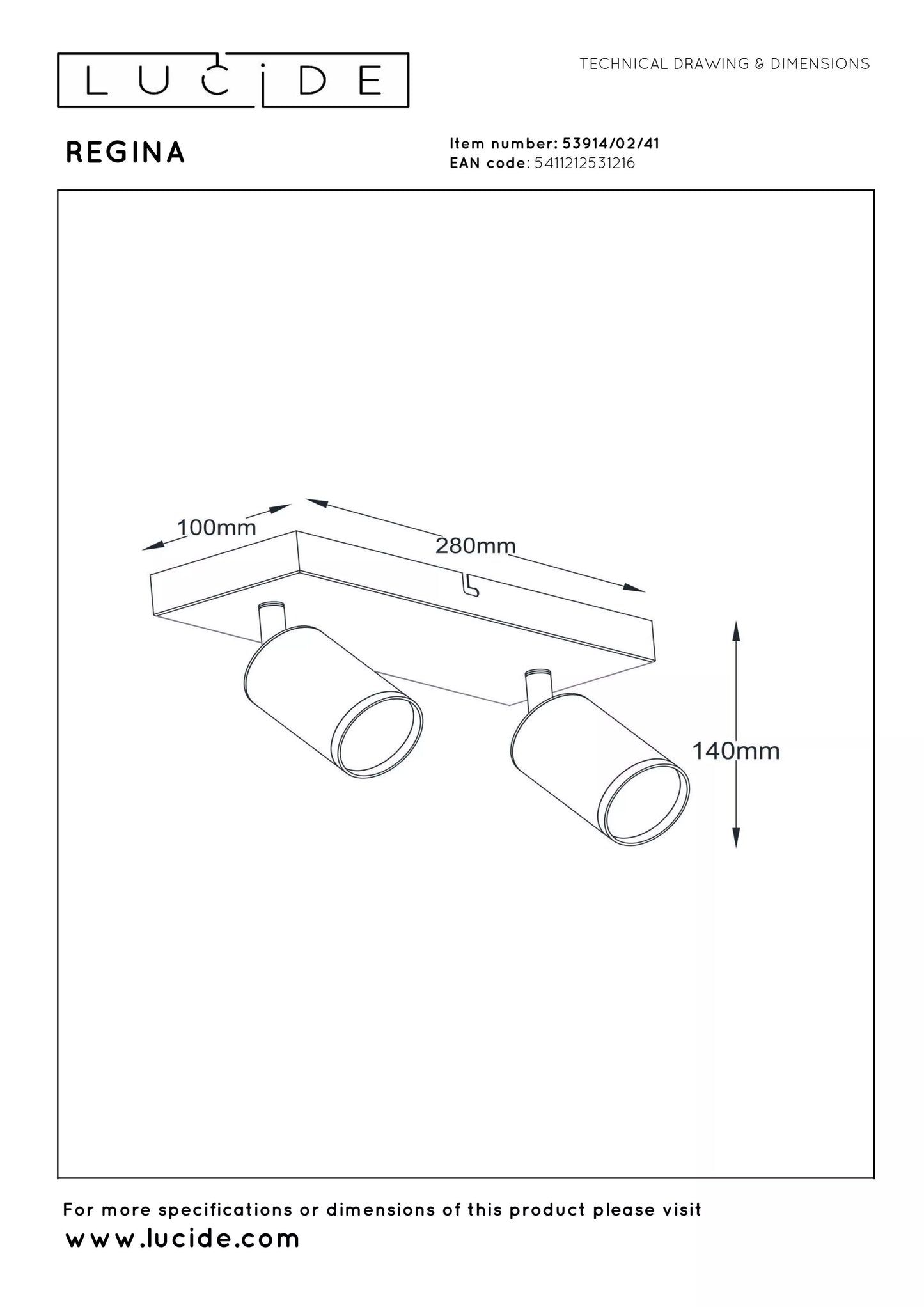 Lucide REGINA - Ceiling spotlight - 2xGU10 - Taupe | Essential