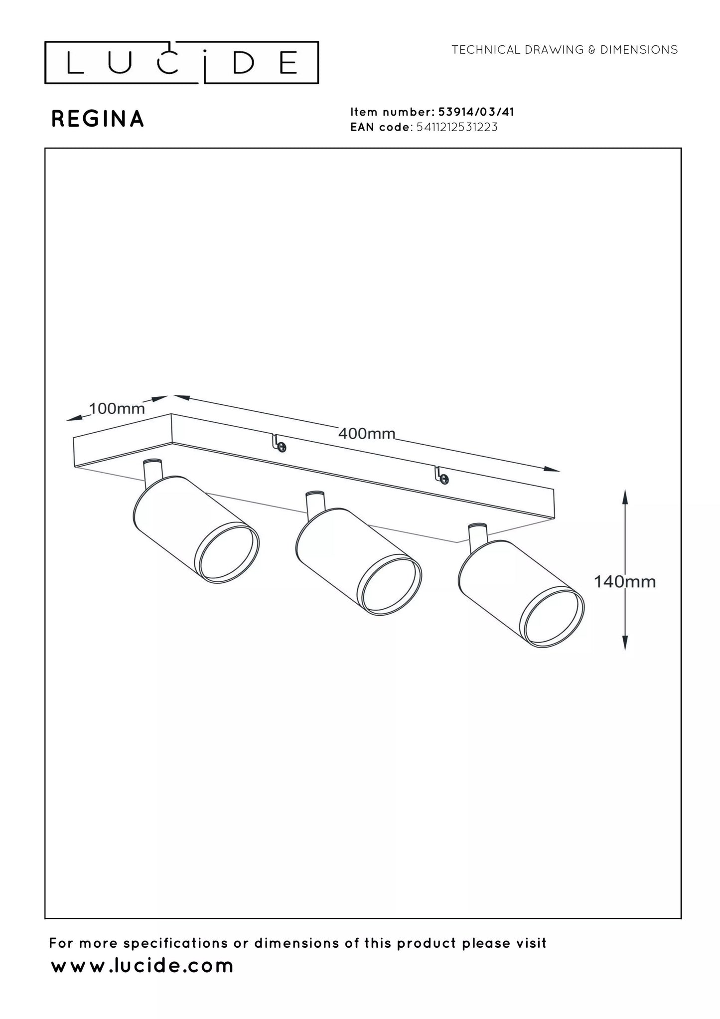 Lucide REGINA - Ceiling spotlight - 3xGU10 - Taupe | Essential