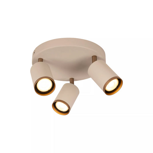 Lucide REGINA - Ceiling spotlight - Ø 21 cm - 3xGU10 - Taupe | Essential
