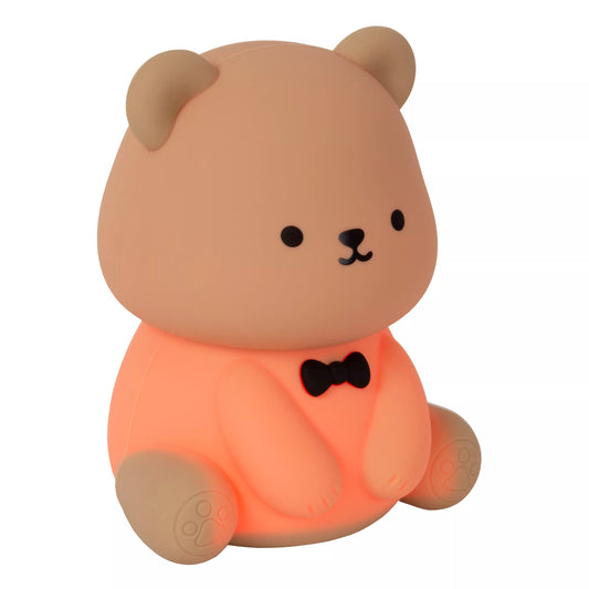 Lucide PINCHA BEAR - Rechargeable Table lamp Children - Battery pack- LED 3 StepDim - 1x0,5W 2100K - Rgb - Brown | Essential