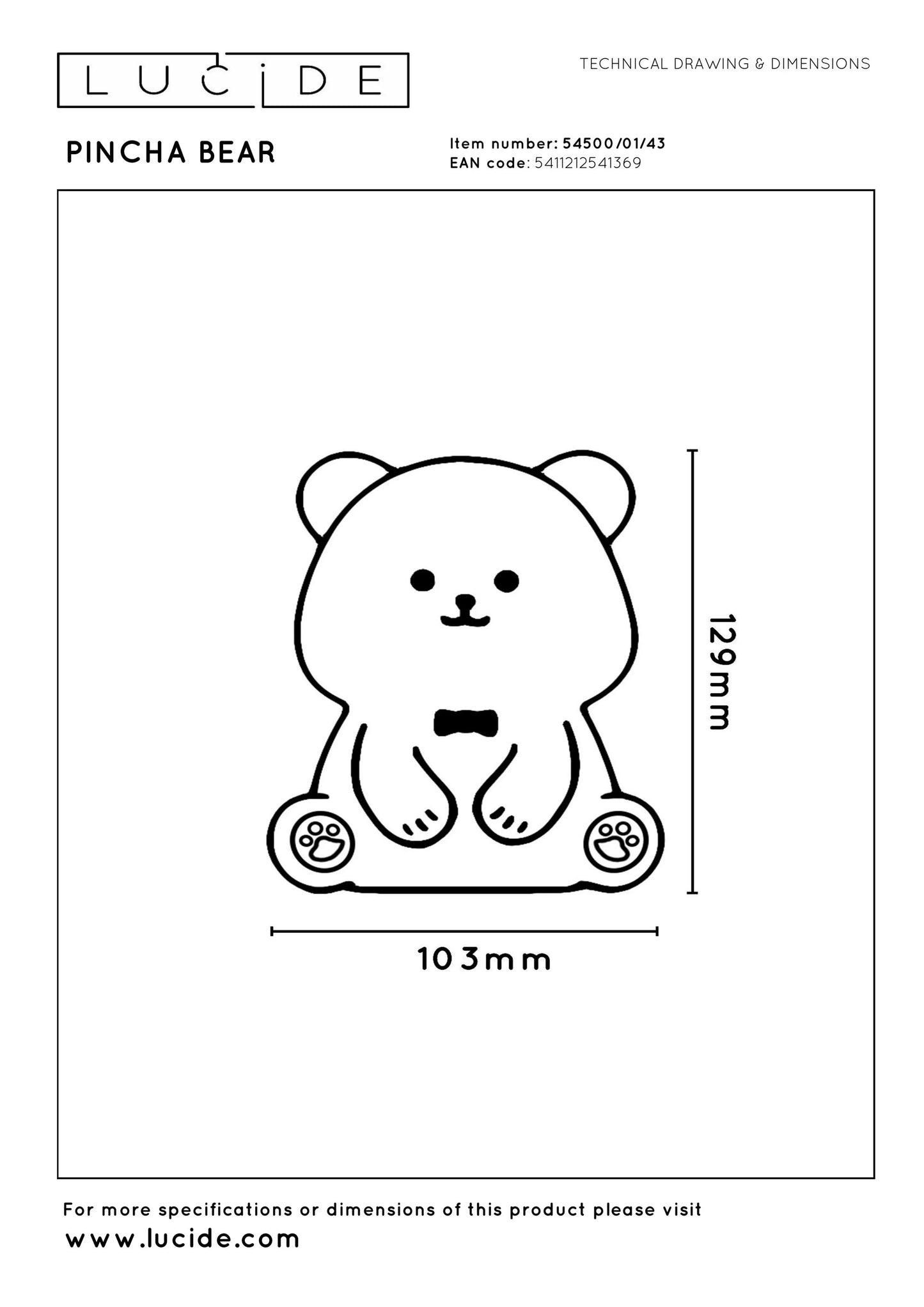 Lucide PINCHA BEAR - Rechargeable Table lamp Children - Battery pack- LED 3 StepDim - 1x0,5W 2100K - Rgb - Brown | Essential
