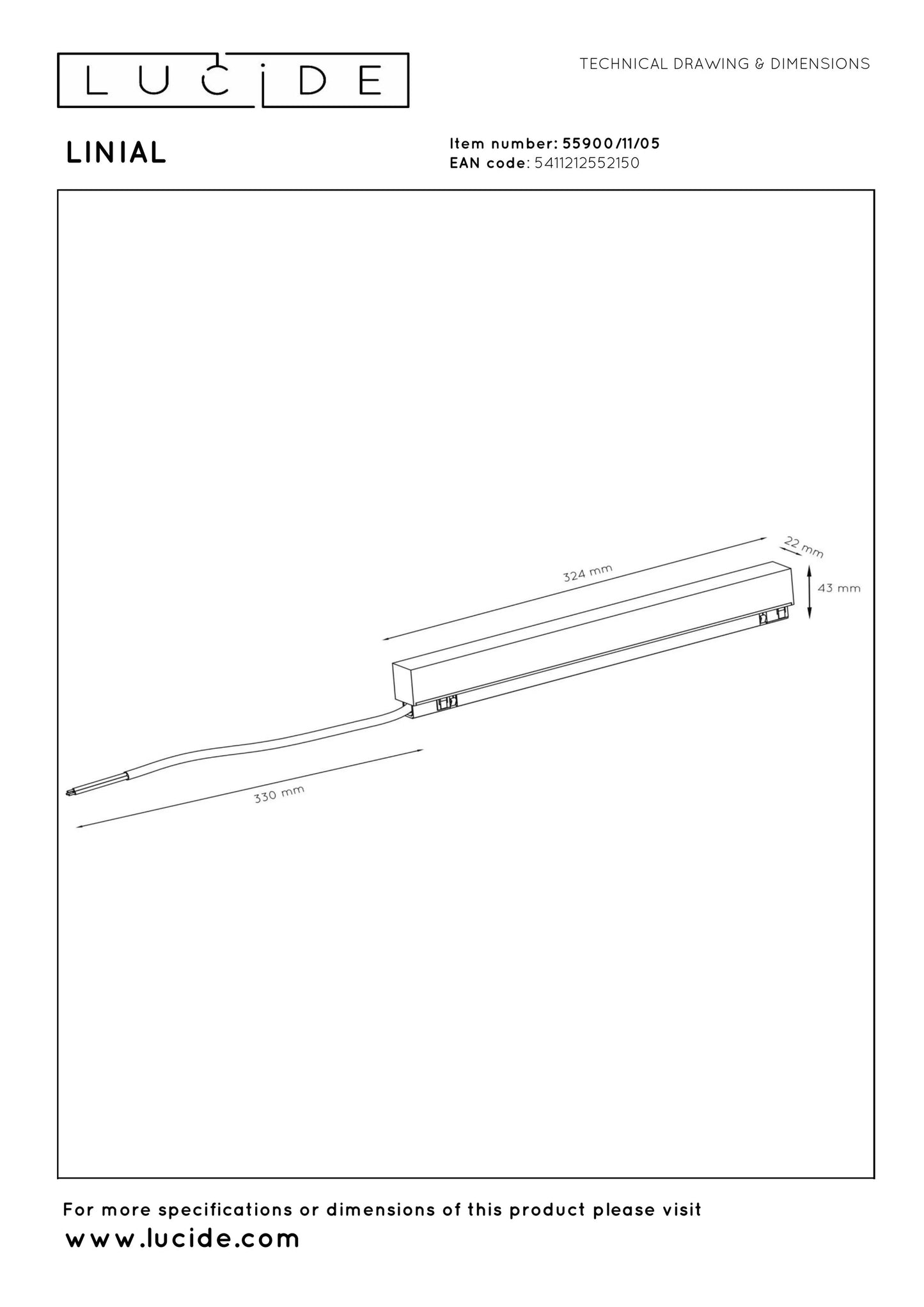 Lucide Premium LINIAL Driver 200W - 1-Circuit lighting system - Smart - 48V Track - Champagne