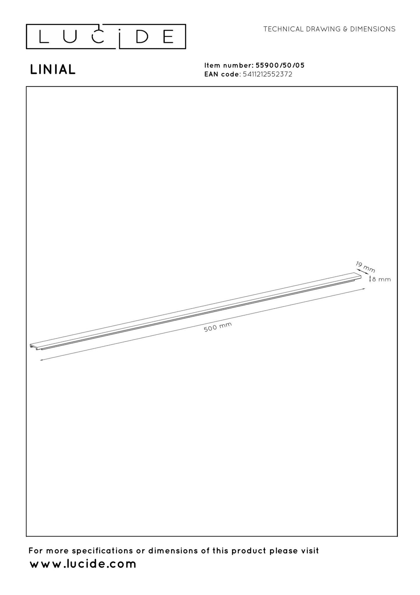 Lucide Premium LINIAL Cover- 1-Circuit lighting system - Smart - 48V Track - 50cm - Champagne