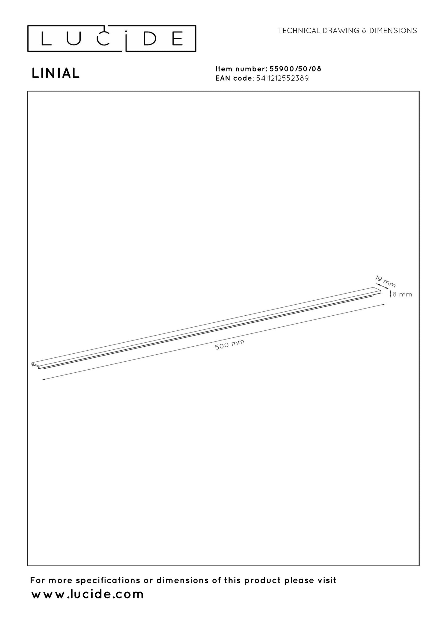 Lucide Premium LINIAL Cover- 1-Circuit lighting system - Smart - 48V Track - 50cm - Satin Gun Metal