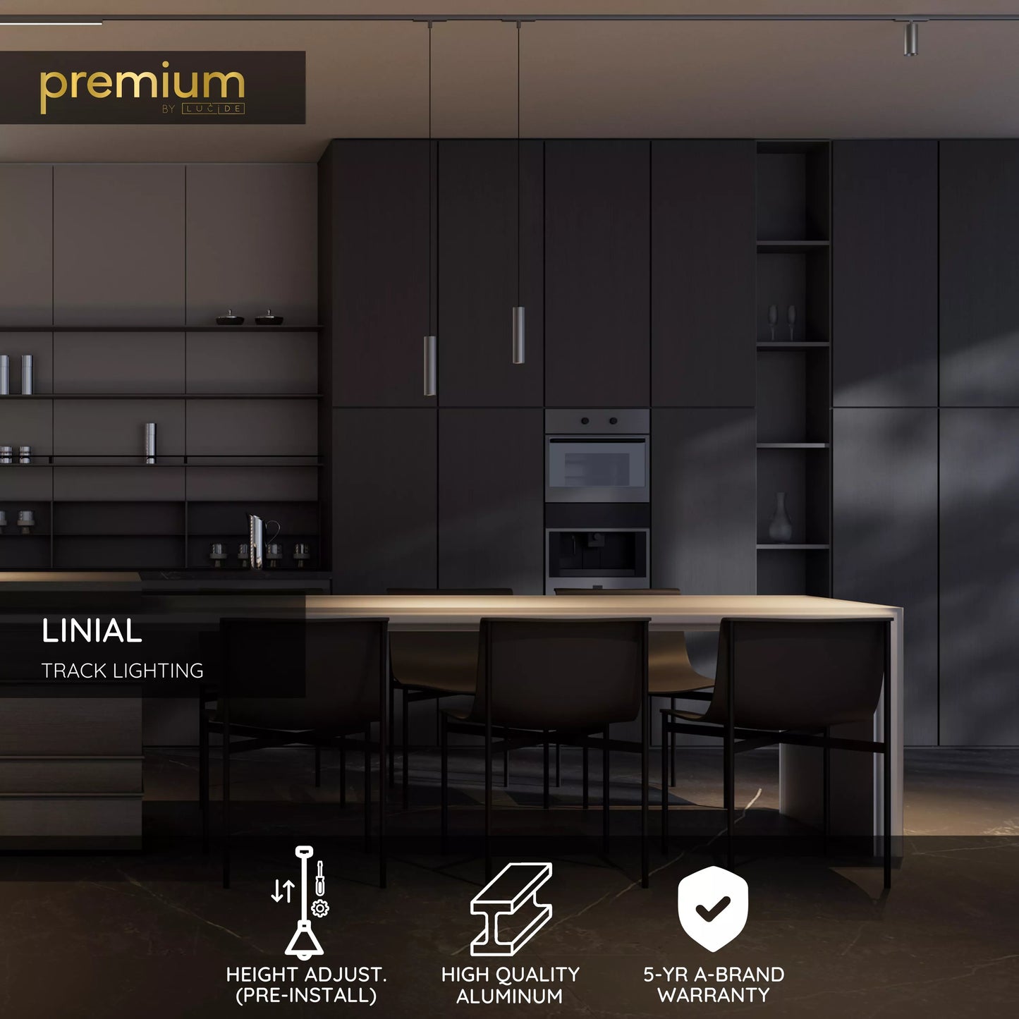 Lucide Premium LINIAL Pendant connection for built-in driver - 1-Circuit lighting system - Smart - 48V Track - Satin Gun Metal