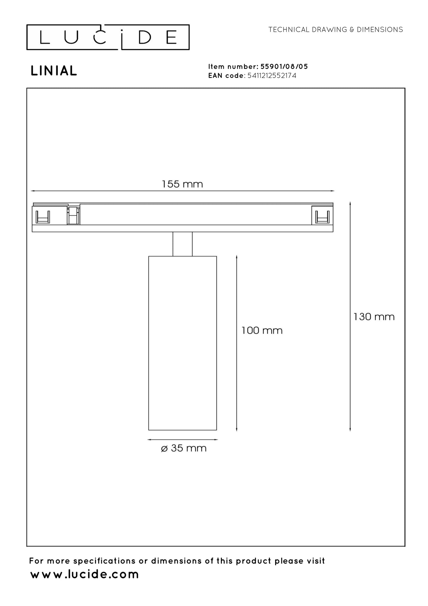 Lucide Premium LINIAL BIX - 1-circuit lighting system/ smart rail lighting - Smart - 48V Track - 1xLED -Champagne