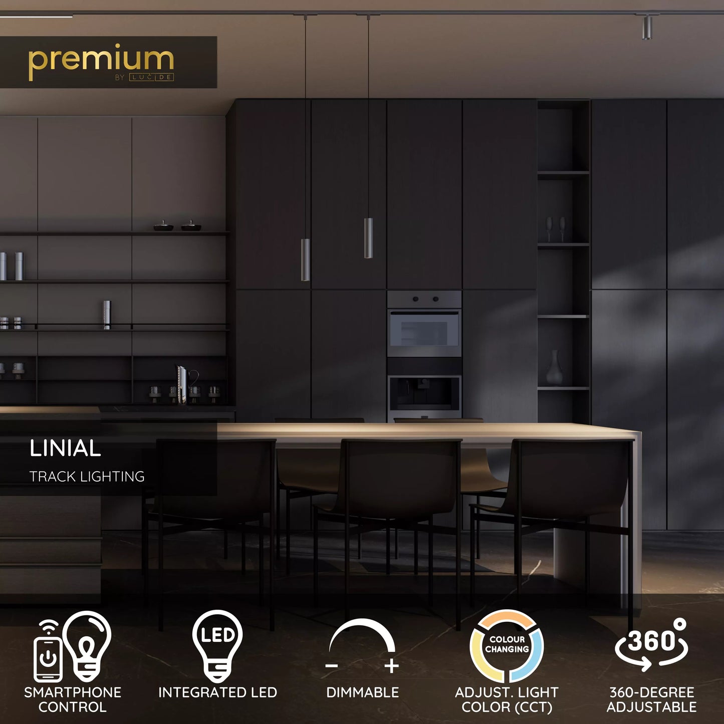 Lucide Premium LINIAL BIX - 1-Circuit lighting system/ Smart Rail Lighting - Smart - 48V Track - 1xLED - Satin Gun Metal